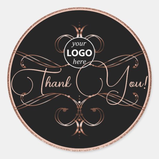 Luxe Bloeiende Roos Goud Dank u Etiketten Logo (Voorkant)