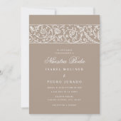 Luxe bloem beige & wit Nuestra Boda bruiloft Kaart (Voorkant)