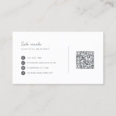 Luxe Bloem Blad Houtskool Zilver QR-code Visitekaartje (Achterkant)