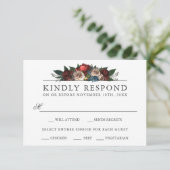 Luxe Bloem Bruiloft RSVP met Keuze Menu's (Staand voorkant)