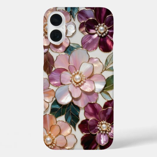 Luxe Bloem iPhone Hoesje Gebrandschilderd Roze Blo (Achterkant)