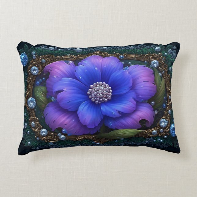Luxe Bloem Met Sierlijk Frame Accent Kussen (Voorkant)