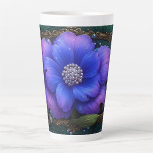 Luxe Bloem Met Sierlijk Frame Latte Mok