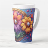Luxe Bloem Met Sierlijk Frame Latte Mok (Rechterhoek)