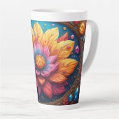 Luxe Bloem Met Sierlijk Frame Latte Mok (Rechterhoek)