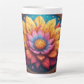 Luxe Bloem Met Sierlijk Frame Latte Mok (Voorkant)