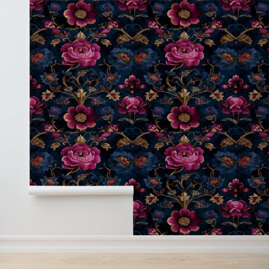 Luxe Bloem Vintage Koninklijk Behang (Applicatie)