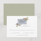Luxe Bloem | Waterverf Bruiloft RSVP in mosgroen Kaartje (Voorkant / Achterkant)