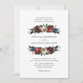 Luxe Bloemen Accenten Monogram Bruiloft Uitnodigin Kaart (Voorkant)