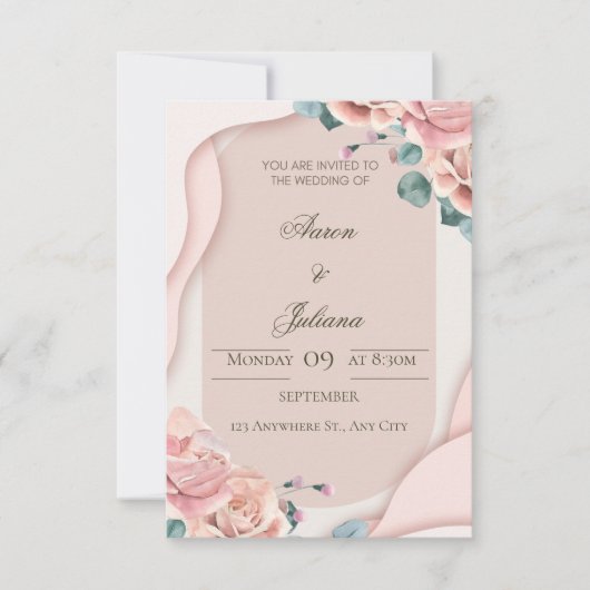 Luxe Bloemen Bruiloftsinvatie Bedankkaart (Voorkant)