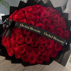 Luxe Bloemen Business Branded Zwart Goud Satijnen Lint