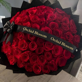 Luxe Bloemen Business Branded Zwart Goud Satijnen Lint