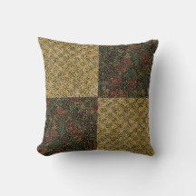 Luxe Bloemen en Goud Patroon ,Goud Zwart Rood