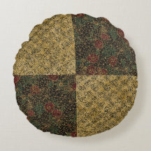 Luxe Bloemen en Goud Patroon ,Goud Zwart Rood