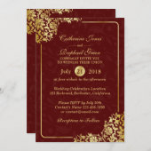 Luxe Bloemen Gouden Kant RSVP Huwelijksuitnodiging Kaart (Voorkant / Achterkant)