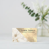 Luxe Bloemen | Gouden Metaaltextuur Visitekaartje (Staand voorkant)
