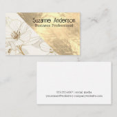 Luxe Bloemen | Gouden Metaaltextuur Visitekaartje (Voorkant / Achterkant)