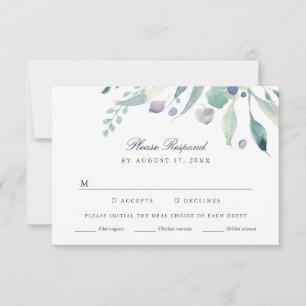 Luxe Bloemen Huwelijks RSVP Kaart met Keuze Menu