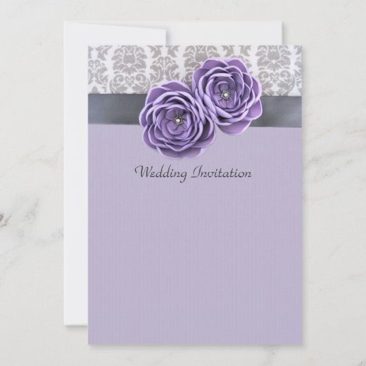 Luxe Bloemen Lavendel Ribbon Belt Bruiloft Uitnodi Kaart (Achterkant)