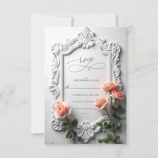 Luxe   Bloemen Lijst bruiloft RSVP Kaartje (Voorkant)