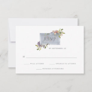 Luxe Bloemen Mosgroen Waterverf Huwelijks RSVP Kaartje