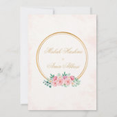 Luxe Bloemen Ovaal Goud Islamitische Moslim bruilo Kaart (Achterkant)