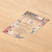 Luxe Bloemen, Vlinder, Lichten 16e Verjaardag Acryl Uitnodigingen (Laagn)