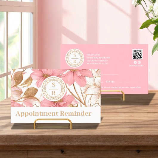 Luxe Bloemen Waterverf Monogram Crest Logo Brand Afsprakenkaartje