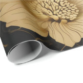 Luxe bloemen: zwart en goud elegantie cadeaupapier (Rol Hoek)