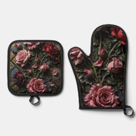 Luxe Bloemendecoratie Ovenwant & Pannenlap Set