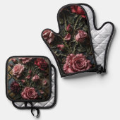 Luxe Bloemendecoratie Ovenwant & Pannenlap Set (Voorkant / Achterkant)