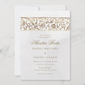 Luxe bloemengold & crème Nuestra Boda bruiloft Kaart (Voorkant)