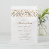 Luxe bloemengold & crème Nuestra Boda bruiloft Kaart (Staand voorkant)