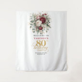 Luxe Bloemengoud 80e Verjaardag Achtergrond Wandkleed (Voorkant)