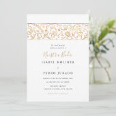 Luxe bloemengoud & witte Nuestra Boda-huwelijk Kaart (Staand voorkant)