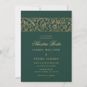 Luxe bloemengroen & goud Nuestra Boda bruiloft Kaart (Voorkant)