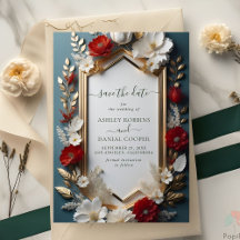Luxe Bloemenmotief Gouden verlof Save The Date