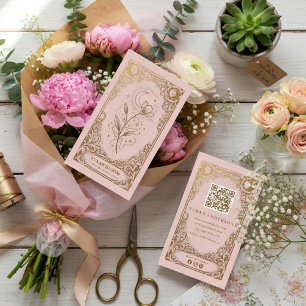 Luxe Bloemenschittering Roze Goud Botanische Merki Visitekaartje