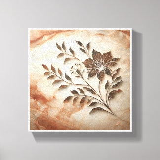 Luxe bloemensier marmeren inlegkunst - Elegante st Canvas Afdruk