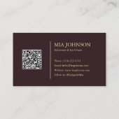 Luxe Bloemenspa Burgundy Gouden QR-code Visitekaartje (Achterkant)