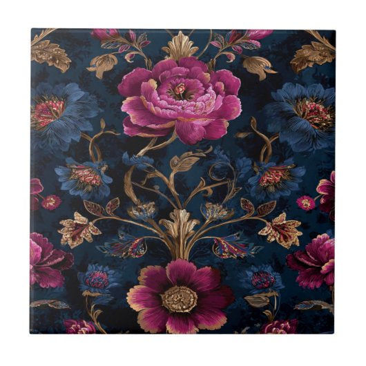 Luxe Bloemig Vintage Koninklijk Tegeltje (Voorkant)