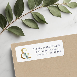Luxe Bloemige Ampersand Huwelijksretouradres Etiket