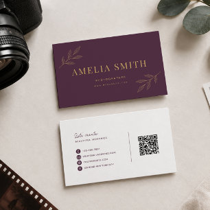 Luxe Bloemige Blad Primula Goud Qr Code Visitekaartje