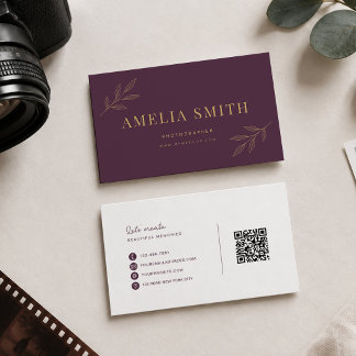 Luxe Bloemige Blad Primula Goud Qr Code Visitekaartje