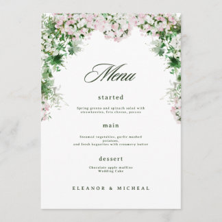 Luxe Bloemige Trouwdag Zachte Roze Botanische Them Menu