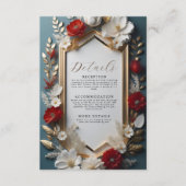 Luxe Bloemmotief met Gouden Bladeren Details Informatiekaartje (Voorkant)