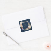 Luxe bloemnavige bruidsdubbellijst in blush goud vierkante sticker (Envelop)