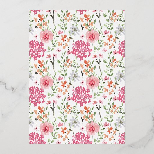 Luxe bloemroze vlinders Tiara Quinceañera Folie Uitnodiging (Achterkant)