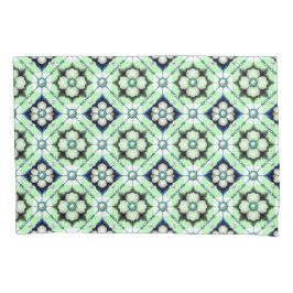 Luxe Bloemtegelpatroon Met Blauwe Groene Kralen Kussensloop