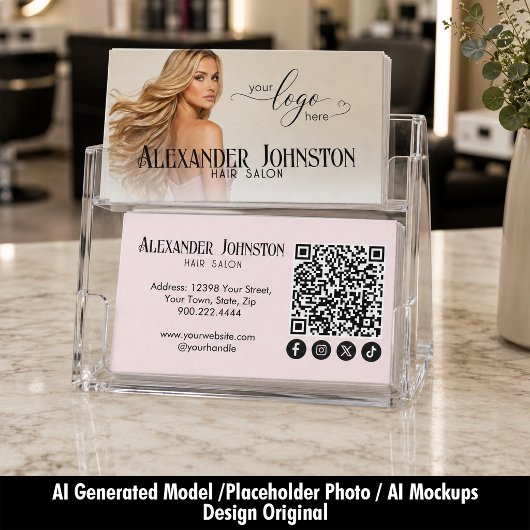 Luxe Blond Kapsalon Merkidentiteit Visitekaartje
